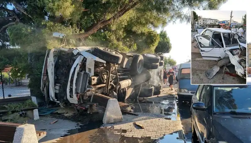Freni Patlayan Kamyonun Feci Kazası, Trafik Işığındaki Otomobilleri Biçti!